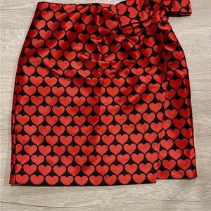 J. Crew Red and Black Wrap Heart Skirt w/ Side Bow